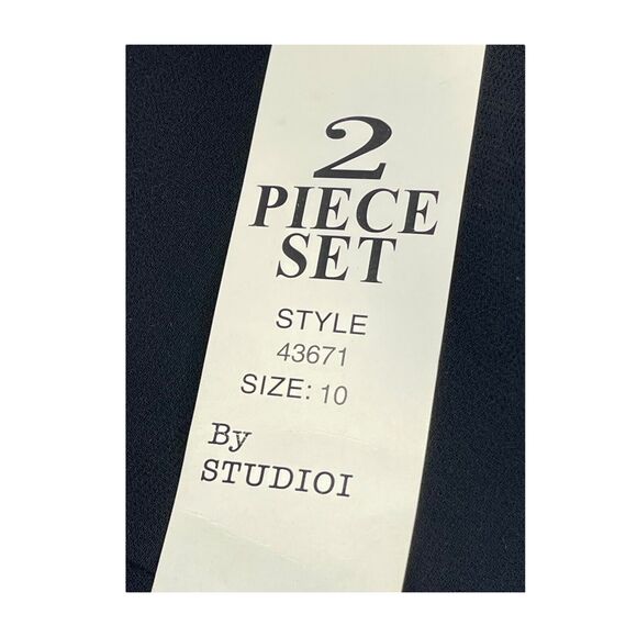 Studio 2 Piece Set Women's 10 Black Short Sleeve Embroidered Floral Button-Up - Picture 2 of 13